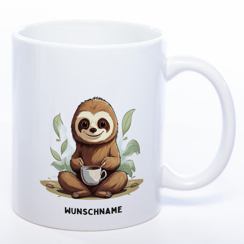 Motiv-Tasse  Yogafaultier mit Wunschnamen - Teetasse StickyWorld Exclusive - spülmaschinenfest