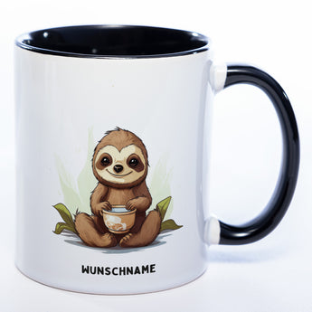 Motiv-Tasse  Yogafaultier 2 mit Wunschnamen - Teetasse StickyWorld Exclusive spülmaschinenfest