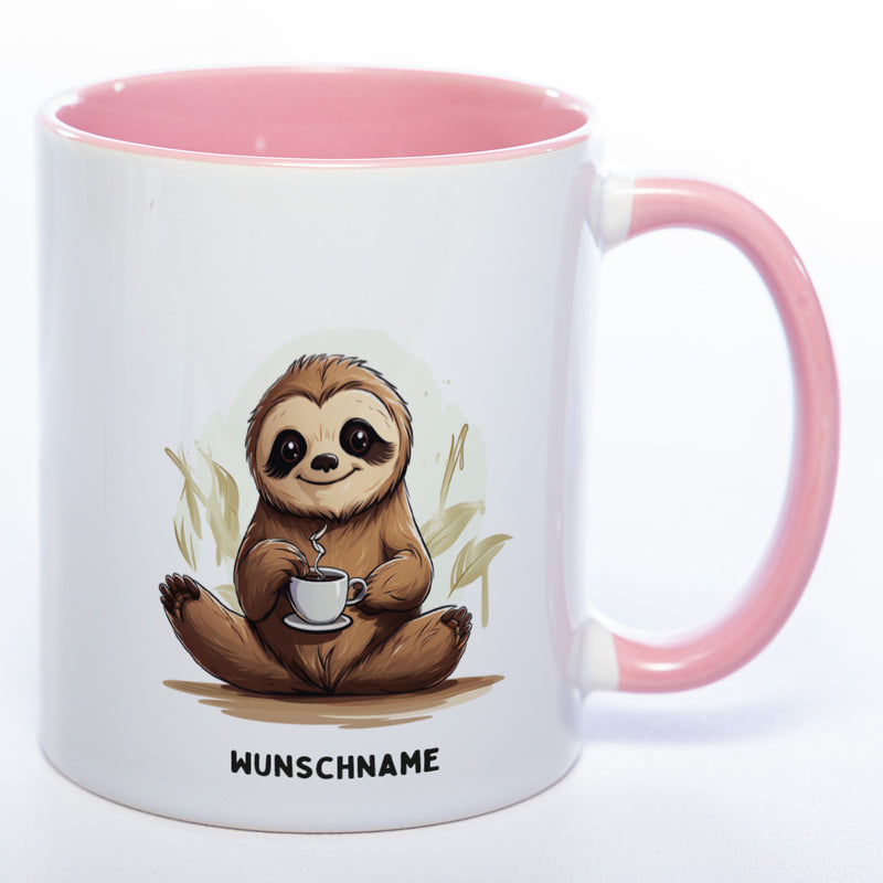 Motiv-Tasse  Yogafaultier 3 mit Wunschnamen - Teetasse StickyWorld Exclusive spülmaschinenfest