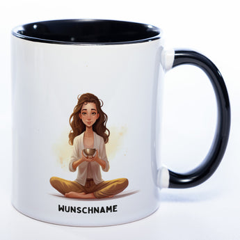 Motiv-Tasse  Yoga Ruhe-Royalty  mit Wunschnamen - Teetasse StickyWorld Exclusive spülmaschinenfest