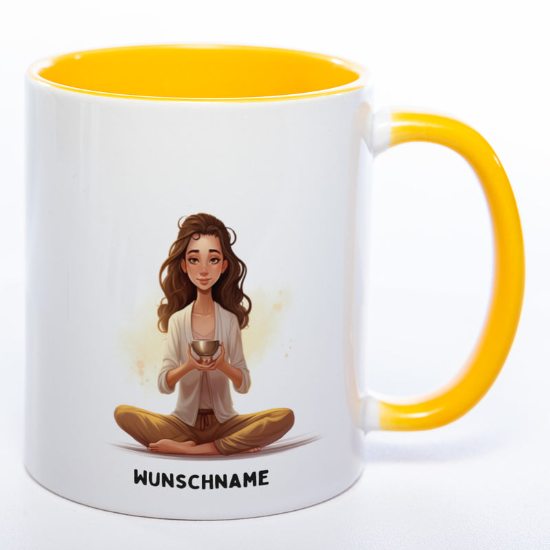 Motiv-Tasse  Yoga Ruhe-Royalty  mit Wunschnamen - Teetasse StickyWorld Exclusive spülmaschinenfest