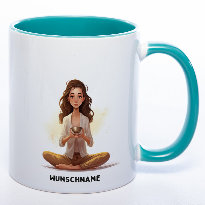 Motiv-Tasse  Yoga Ruhe-Royalty  mit Wunschnamen - Teetasse StickyWorld Exclusive spülmaschinenfest