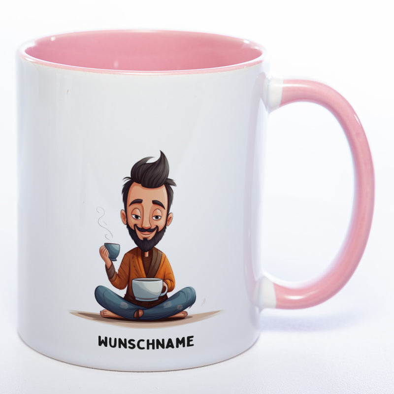 Motiv-Tasse Yoga Balance-Buddie mit Wunschnamen - Teetasse StickyWorld Exclusive spülmaschinenfest