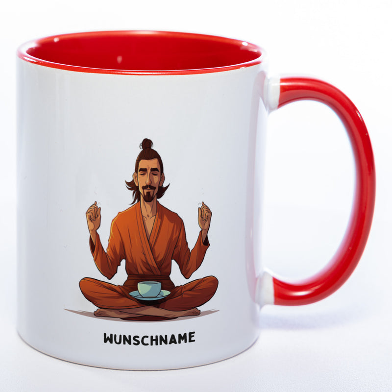 Motiv-Tasse  Yogamann  mit Wunschnamen - Teetasse StickyWorld Exclusive spülmaschinenfest
