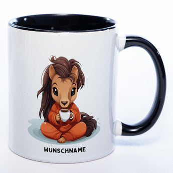 Motiv-Tasse  Yogapferd 2  mit Wunschnamen - Teetasse StickyWorld Exclusive spülmaschinenfest