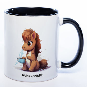 Motiv-Tasse  Yogapferd 3  mit Wunschnamen - Teetasse StickyWorld Exclusive spülmaschinenfest