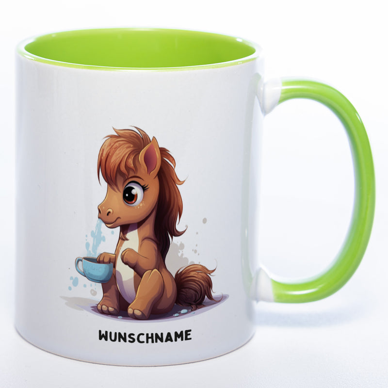 Motiv-Tasse  Yogapferd 3  mit Wunschnamen - Teetasse StickyWorld Exclusive spülmaschinenfest