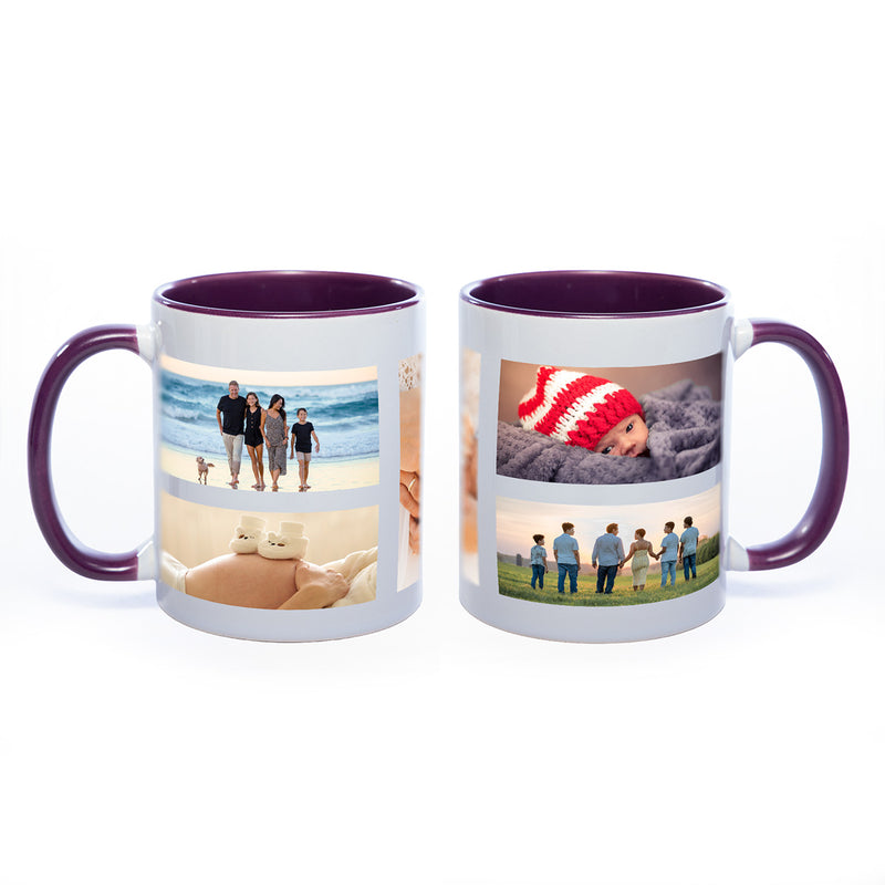 Tasse Innen und Henkel lila mit 5 Fotos