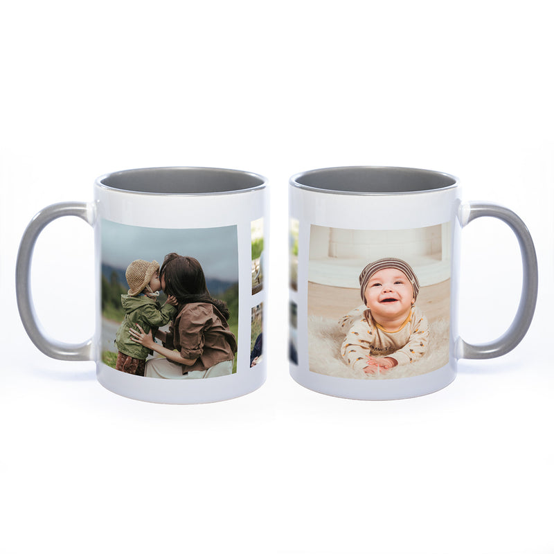 Tasse Innen und Henkel grau mit 4 Fotos