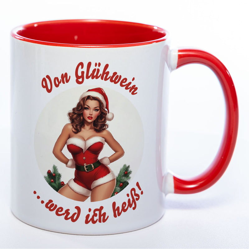 Retro-Weihnachtstasse - Von Glühwein? Werd ich heiß!