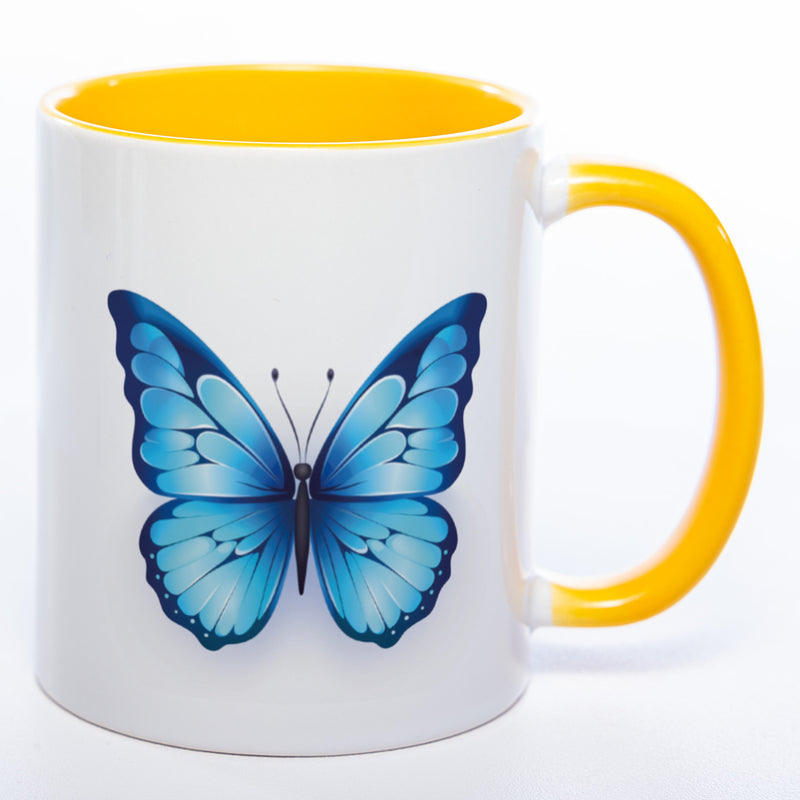 Spülmaschinenfeste Tasse mit blauem Schmetterling Motiv 2 - Kaffeetasse