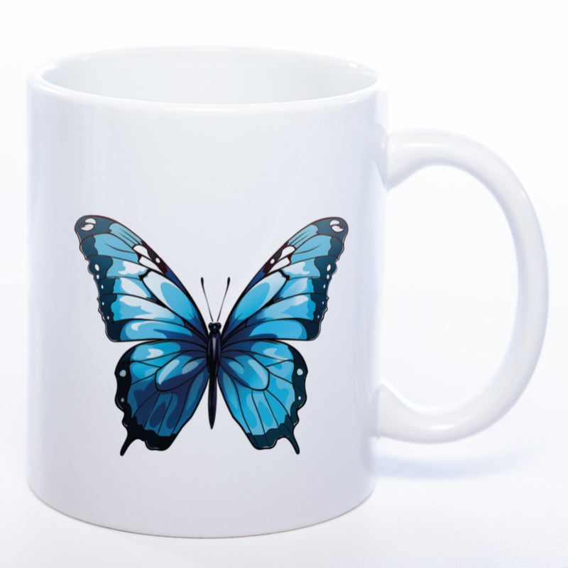 Spülmaschinenfeste Tasse mit blauem Schmetterling Motiv 3 - Kaffeetasse