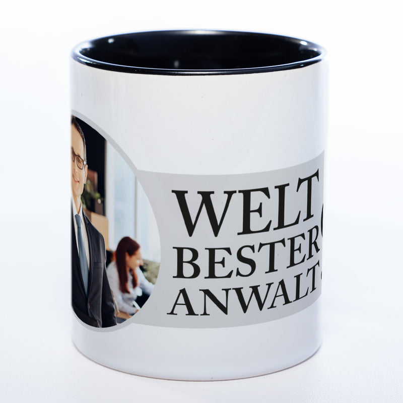 Tasse "Weltbester Anwalt" mit Foto (HD Druck) | Jetzt selbst gestalten! spülmaschinenfest