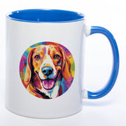Hundetasse Beagle 2 mit Wunschname in blau