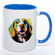 Hundetasse Beagle 3 mit Wunschname in blau