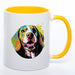 Hundetasse Beagle 3 mit Wunschname in gelb