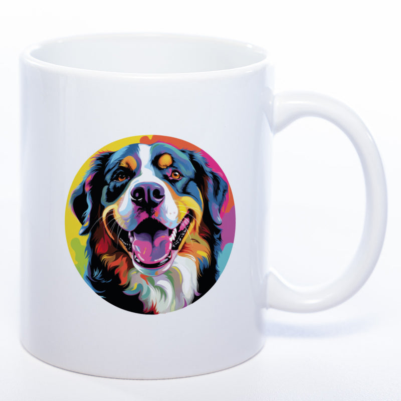 Hundetasse Bernersennenhund 1 mit Wunschname in weiß 