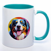 Hundetasse Bernersennenhund 2 mit Wunschname in petrol