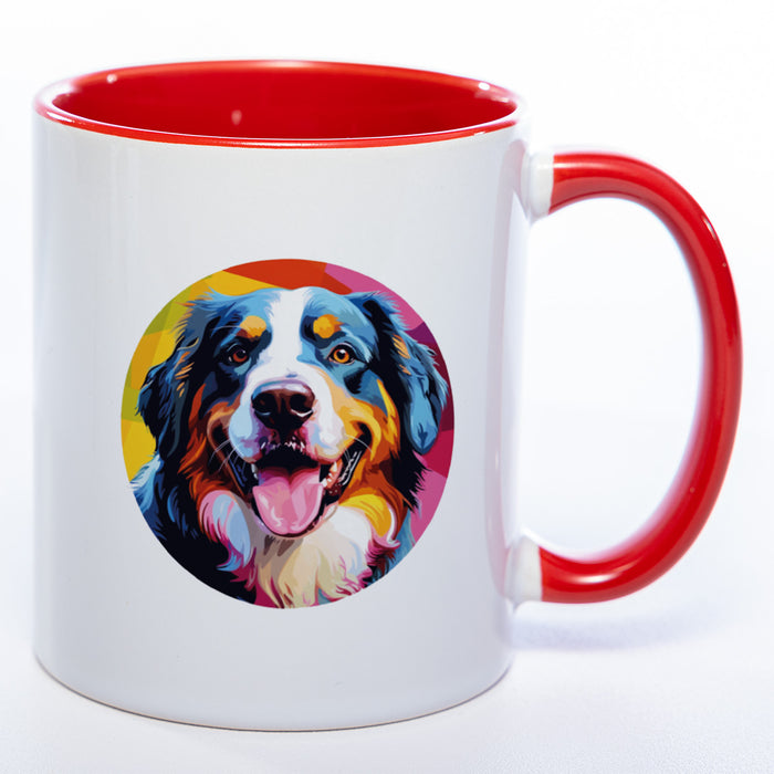 Hundetasse Bernersennenhund 2 mit Wunschname in rot