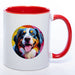 Hundetasse Bernersennenhund 2 mit Wunschname in rot