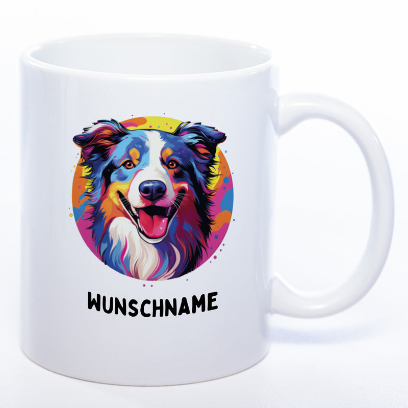 Mug Art Tasse mit Border Collie Motiv  2 & wahlweise mit NAMEN - Kaffeetasse StickyWorld Exclusive