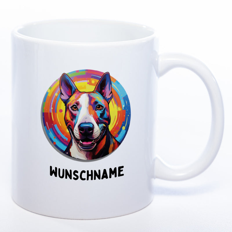 Mug Art Tasse mit Bullterrier Motiv 2 & wahlweise mit NAMEN - Kaffeetasse StickyWorld Exclusive