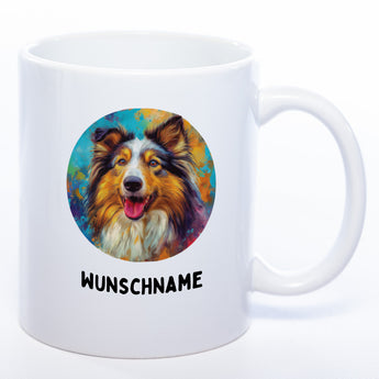 Mug Art Tasse mit Collie & wahlweise mit NAMEN - Kaffeetasse StickyWorld Exclusive