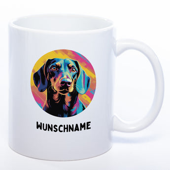 Mug Art Tasse mit Dackel Motiv  & wahlweise mit NAMEN - Kaffeetasse StickyWorld Exclusive