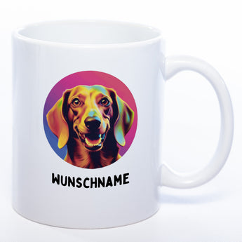 Mug Art Tasse mit Dackel Motiv 3 & wahlweise mit NAMEN - Kaffeetasse StickyWorld Exclusive