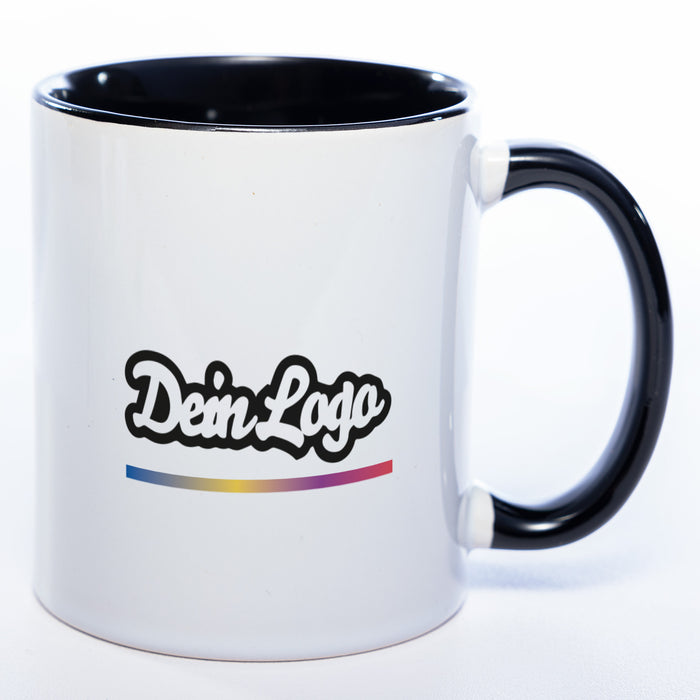 Spülmaschinenfeste Tasse mit Firmenlogo (beidseitig) | Jetzt selbst gestalten!