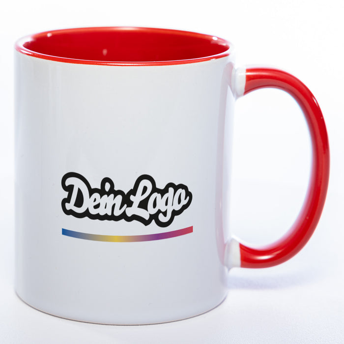 Spülmaschinenfeste Tasse mit Firmenlogo (beidseitig) | Jetzt selbst gestalten!