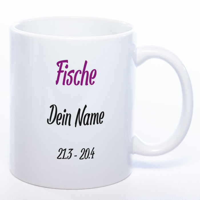 Sternzeichen -Tasse mit Namen und Geburtsdatum - spülmaschinenfest