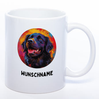 Mug Art Tasse mit Flat coated Retriever & wahlweise mit NAMEN  - Kaffeetasse StickyWorld Exclusive