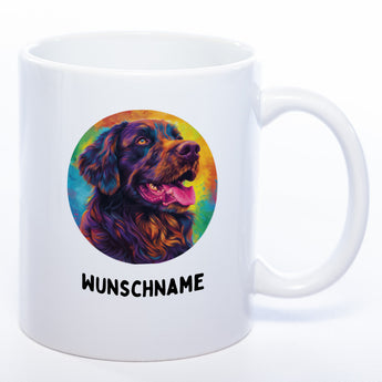 Mug Art Tasse mit Flat coated Retriever Motiv 2 & wahlweise mit NAMEN  - Kaffeetasse StickyWorld Exclusive