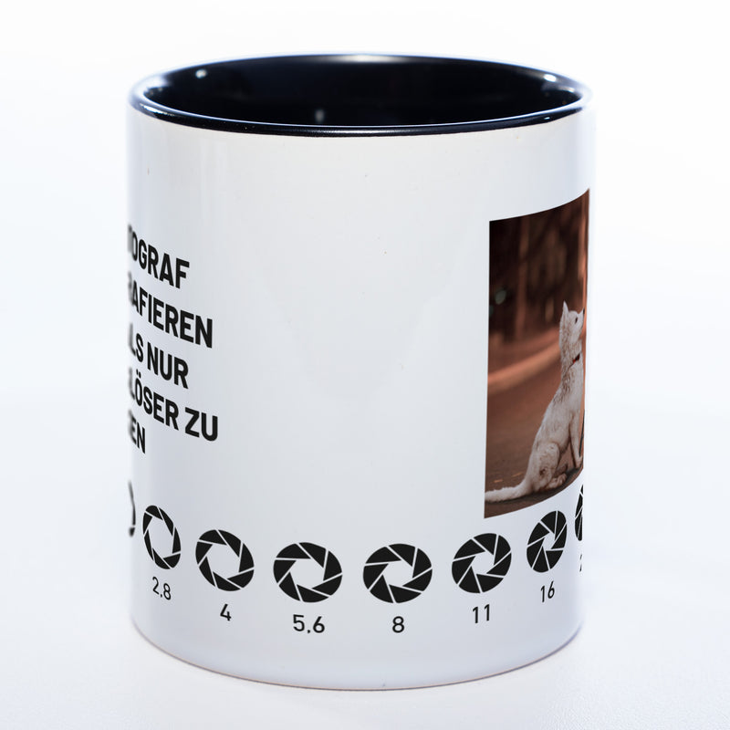Spülmaschinenfeste Tasse "Fotograf" mit Foto (HD Druck) | Jetzt selbst gestalten!
