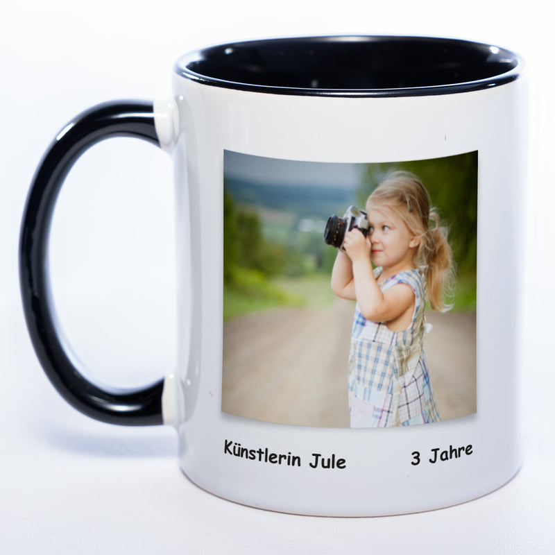 Kinder-Gemälde-Tasse mit Foto + Name (HD Druck) spülmaschinenfest | Jetzt selbst gestalten!
