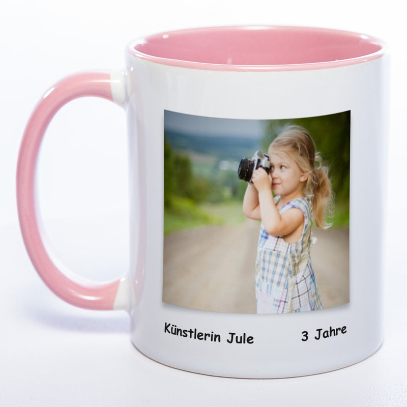 Kinder-Gemälde-Tasse mit Foto + Name (HD Druck) spülmaschinenfest | Jetzt selbst gestalten!