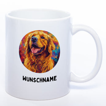 Mug Art Tasse mit Golden Retriever Motiv 4 & wahlweise mit NAME - Kaffeetasse StickyWorld Exclusive