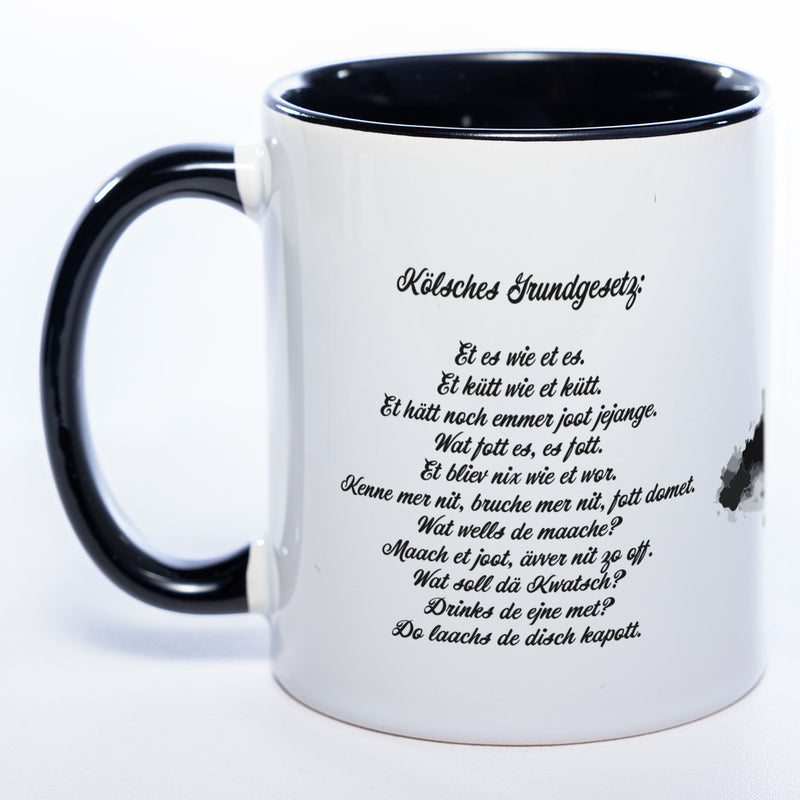 Motiv-Tasse Skyline KÖLN mit kölschem Grundgesetz spülmaschinenfest