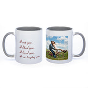 Tasse Innen und Henkel grau Ansicht beidseitig links Text rechts Foto