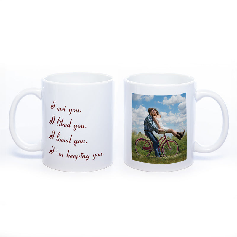 Liebes-Tasse "I met you" mit Foto (HD Druck) spülmaschinenfest