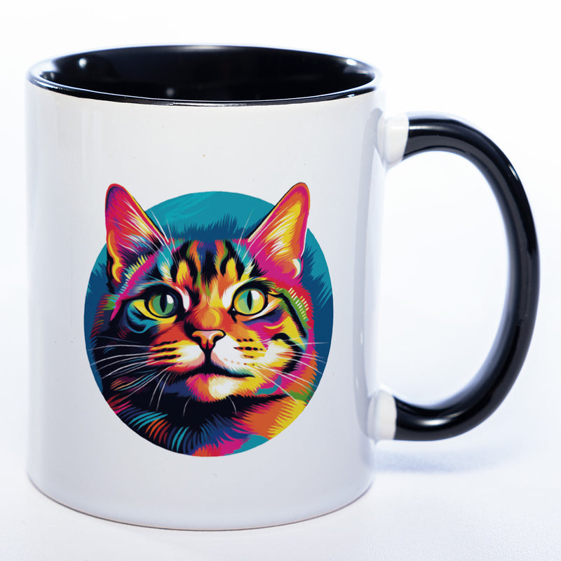 schwarze Tasse mit Katze