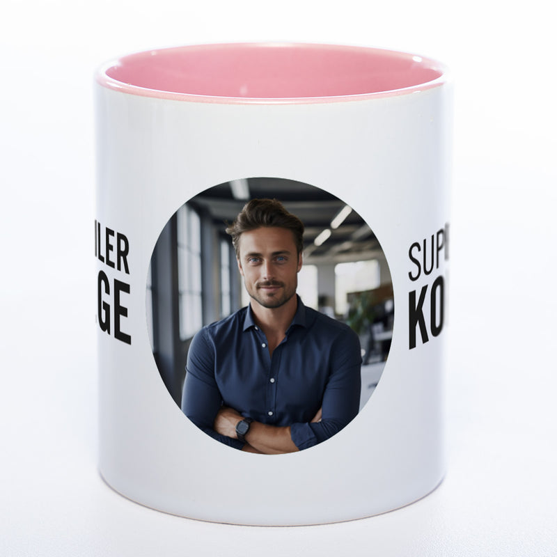 Spülmaschinenfeste Tasse "Supergeiler Kollege" mit Foto (HD Druck) | Jetzt selbst gestalten!