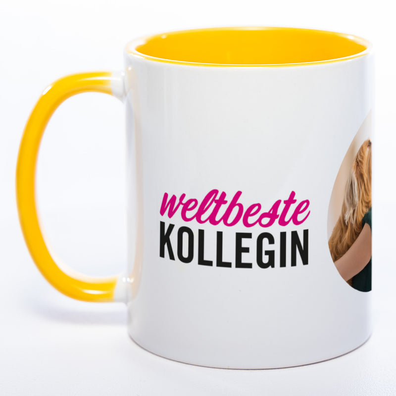 Spülmaschinenfeste Tasse "Weltbeste Kollegin" mit Foto (HD Druck) | Jetzt selbst gestalten!