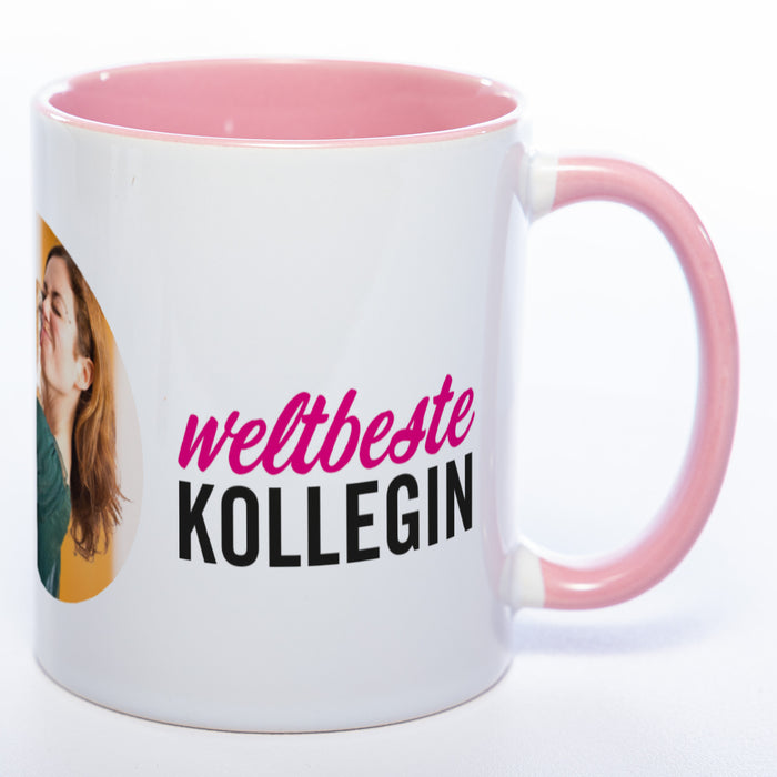 Spülmaschinenfeste Tasse "Weltbeste Kollegin" mit Foto (HD Druck) | Jetzt selbst gestalten!