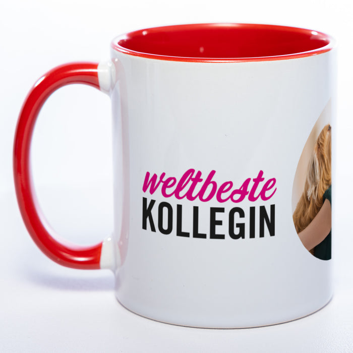Spülmaschinenfeste Tasse "Weltbeste Kollegin" mit Foto (HD Druck) | Jetzt selbst gestalten!