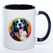Tasse auf Wunsch mit Namen und Landseer-Motiv schwarz