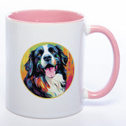Tasse auf Wunsch mit Namen und Landseer-Motiv pink