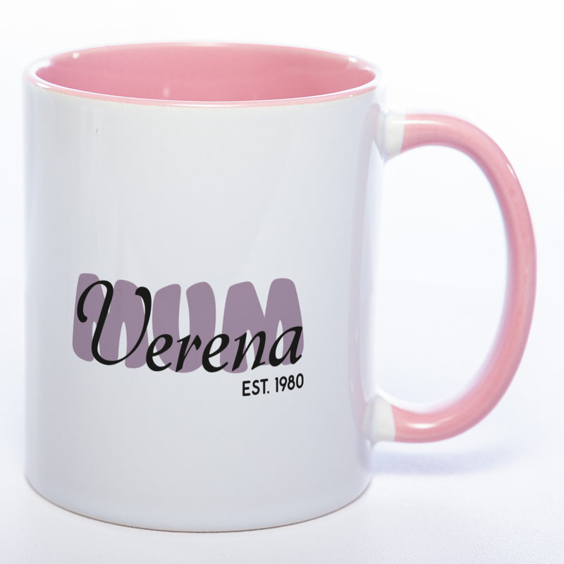 Tasse "MUM" mit Namen und Geburtsjahr - Tolle Geschenkidee zu Muttertag spülmaschinenfest