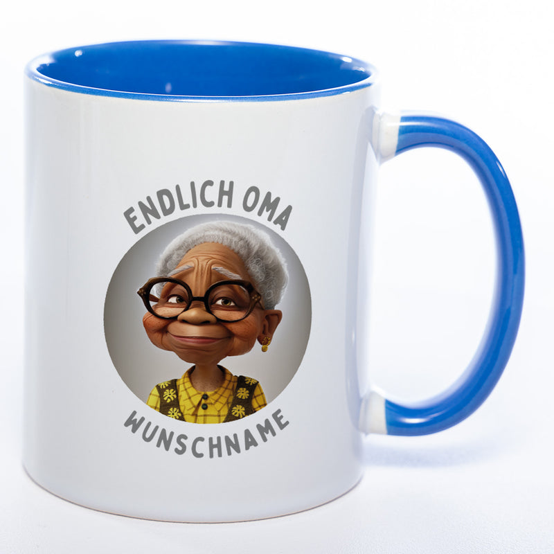 "Endlich Oma"-Tasse mit Wunschnamen - weitere Motive - spülmaschinenfest